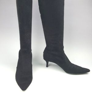 black microfiber stretch boots